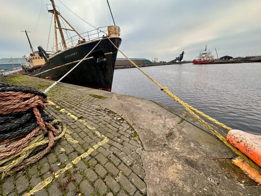 Bow shot of Explorer in the Edinburgh Dock
